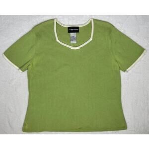 VTG Sag Harbor Pistachio Green Short Sleeve Bow Sweater 90s Coquette sz L Preppy